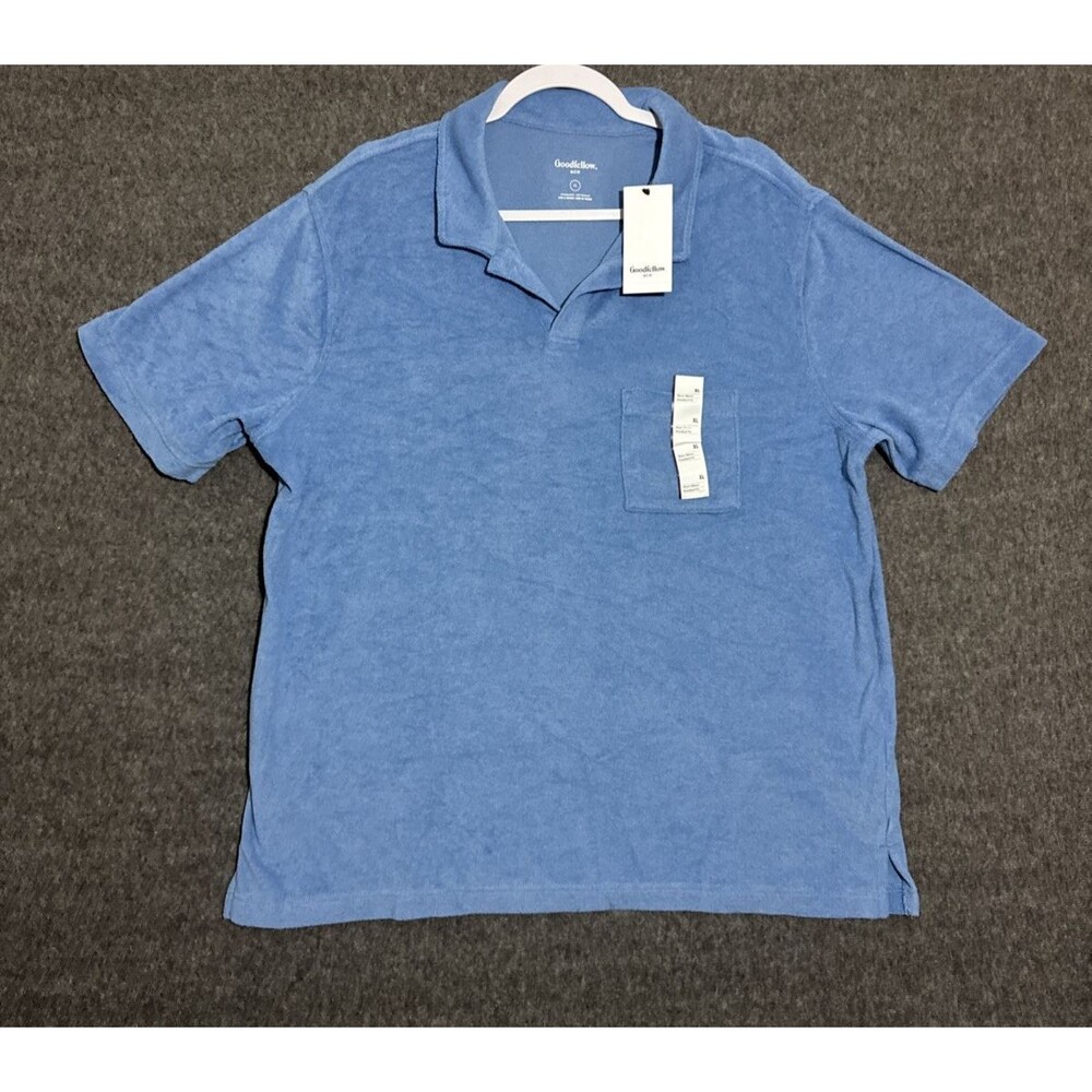 Goodfellow & Co Men's Short Sleeve Collar Blue Extra Large